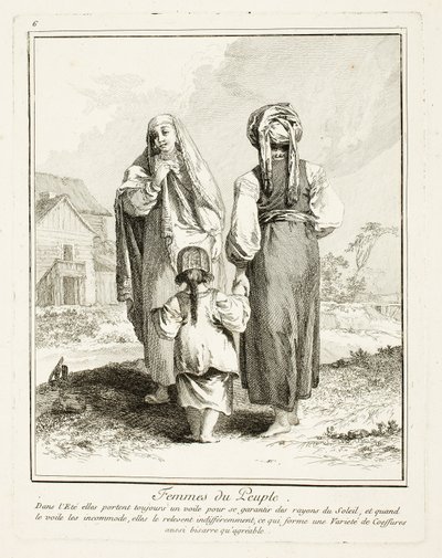 Frauen des Volkes, Tafel sechs aus Divers Habillements des Peuples du Nord von Jean Baptiste Le Prince