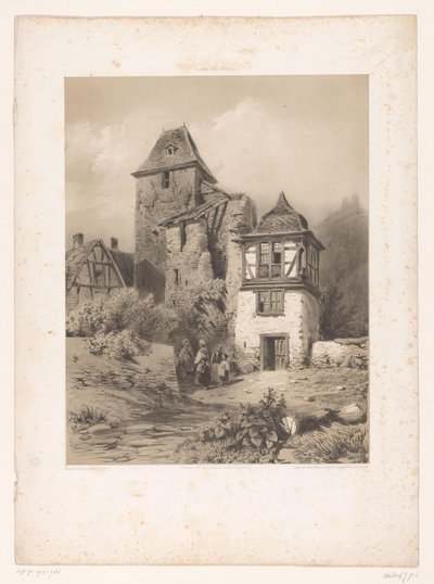 Bergdorf mit Gruppe von Figuren von Jean Baptiste Louis Hubert