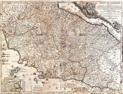 Karte der kirchlichen Gebiete in Italien von Jean Baptiste Nolin