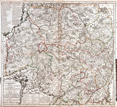 Karte der Diözese Limoges (Frankreich) von Jean Baptiste Nolin