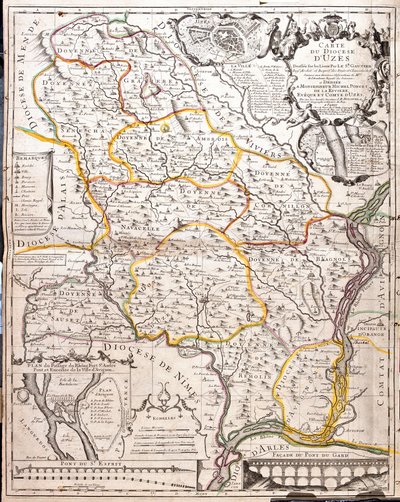 Karte der Diözese von Uzes (Frankreich) von Jean Baptiste Nolin