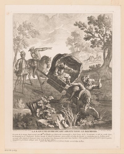 Tragkutsche mit Pferden fällt ins Wasser von Jean Baptiste Oudry