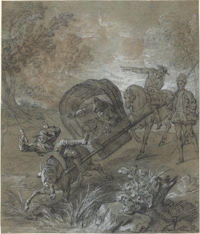 Die Rancune auf einer Trage, im Morast gefallen von Jean Baptiste Oudry