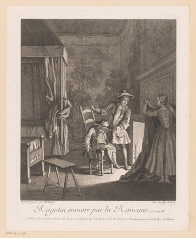 Ragotin betrunken auf einem Stuhl am Feuer (Scènes aus dem Roman Comique von Scarron) von Jean Baptiste Oudry