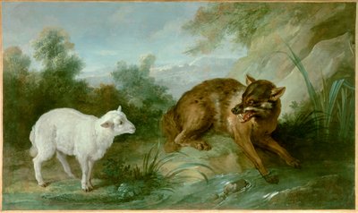 Der Wolf und das Lamm (Illustration einer Fabel von Jean de La Fontaine) von Jean Baptiste Oudry