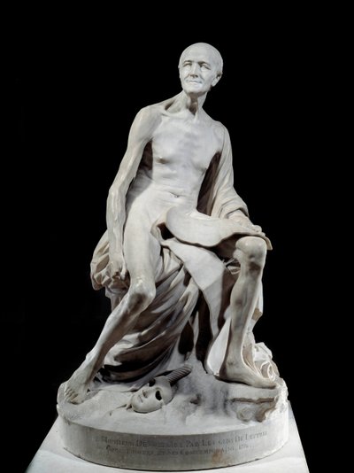 François-Marie Arouet genannt Voltaire nackt (1694-1778) Marmorskulptur von Jean-Baptiste Pigalle (1714-1785) 1776 Paris, Louvre von Jean Baptiste Pigalle