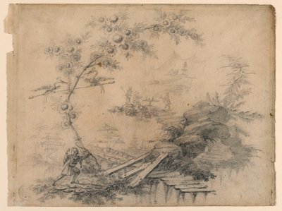 Zeichnung, Chinoiserie-Fantasie, ca. 1780 von Jean Baptiste Pillement