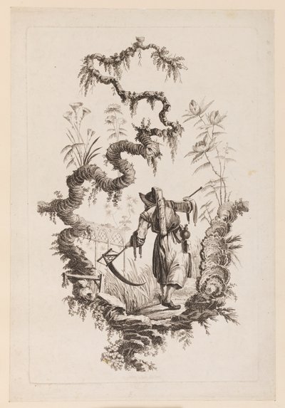 Figur mit Sense unter einem Ast von Jean Baptiste Pillement