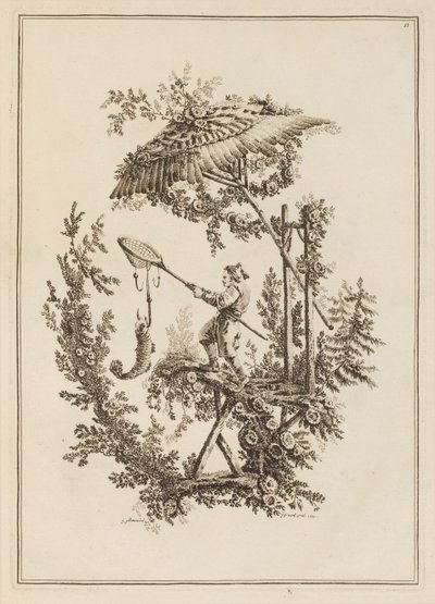 Tafel 11, aus "Suite de Douze Pêcheurs et Chasseurs" von Jean Baptiste Pillement