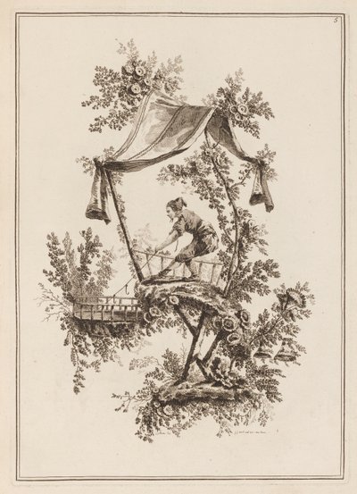 Platte 5, „Suite de douze Pêcheurs et Chasseurs“ von Jean Baptiste Pillement