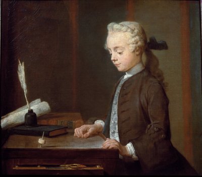 Junge mit Kreisel (oder Kind mit Kreisel) von Jean Baptiste Simeon Chardin