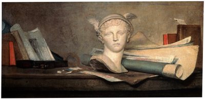 Stillleben mit Attributen der Künste, 18. Jahrhundert von Jean Baptiste Simeon Chardin
