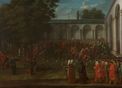 Cornelis Calkoen auf dem Weg zu seiner Audienz bei Sultan Ahmed III., ca. 1727-30 von Jean Baptiste Vanmour