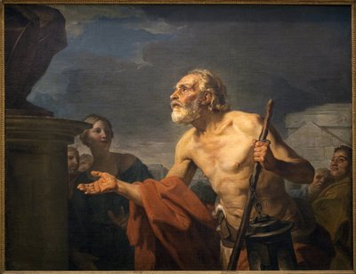 Diogenes bittet Statuen um Almosen. (Sinope Diogenes genannt der Zyniker, um 413-um 327 v. Chr.) von Jean Bernard Restout