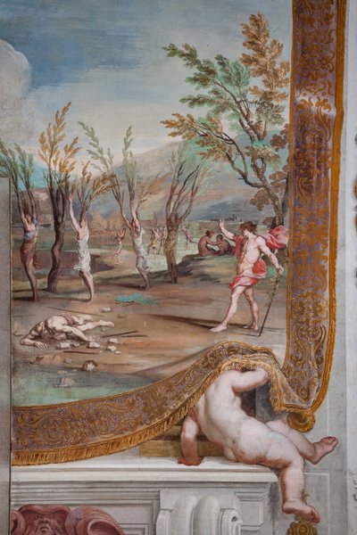 Bacchus verwandelt die Bacchantinnen in Bäume, schuldig, den Leichnam des Orpheus in Stücke geschnitten zu haben von Jean Boulanger