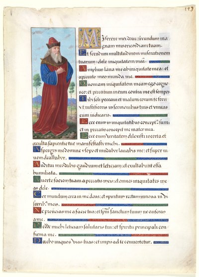 Blatt aus einem Stundenbuch: König David, ca. 1500 von Jean Bourdichon