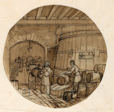 Entwurf für einen Porzellanteller, Brauereiinne für den Sevres Industrial Arts Service von Jean Charles Develly