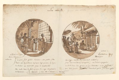 Entwürfe für bemalte Porzellanteller, Les Ananas (Ananas) aus dem Service des Objets de Dessert (Dessertservice) von Jean Charles Develly