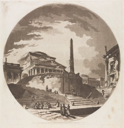 Ansicht der Rotunde mit Treppen am Tiber, 1766 von Jean Claude Richard de Saint Non