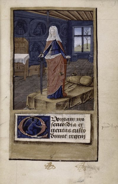 Allegorie der Gerechtigkeit aus John of Wales Breviloquium de virtutibus antiquorum principum et philosophorum, 1475-1499 von Jean Colombe