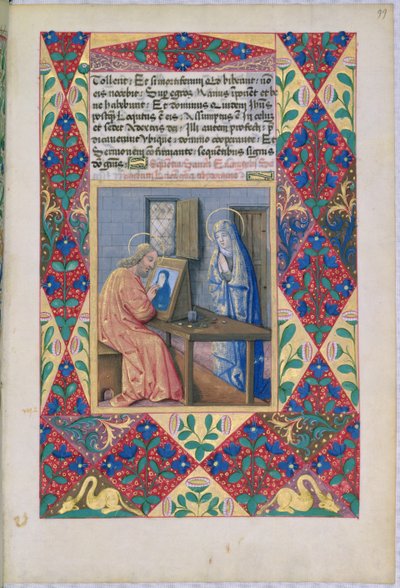 St. Lukas malt die Jungfrau Maria, aus dem Stundenbuch von Louis d
