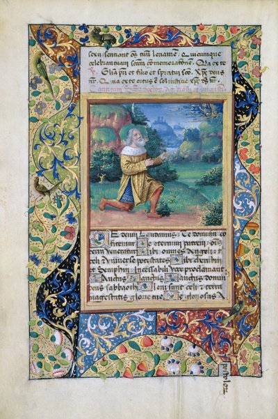 Ms Lat. Q.v.I.126 fol.17v König David in Buße vor Gott dem Vater, aus dem Stundenbuch von Louis d