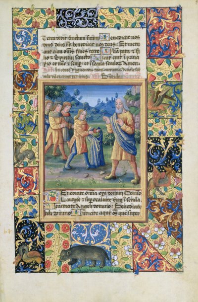 Ms Lat. Q.v.I.126 fol.21 Josephs Brüder zeigen ihrem Vater den Beweis, dass Joseph tot ist, aus dem Stundenbuch von Louis d