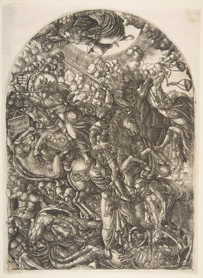 Johannes sieht die vier Reiter, aus der Apokalypse von Jean Duvet