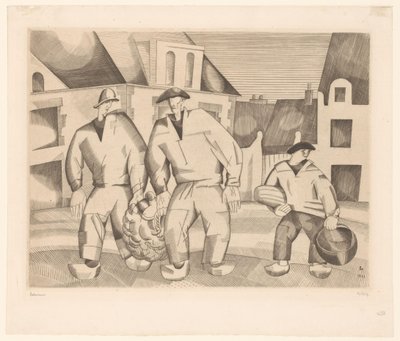 Drei Seeleute auf einer Straße von Jean Emile Laboureur (signed by artist)