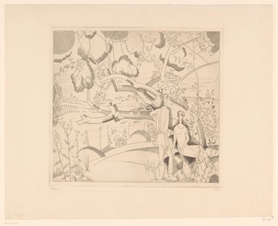 Ruhende Tennisspieler bei einem Birnbaum von Jean Emile Laboureur (signed by artist)