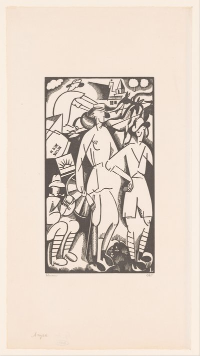 Vier Soldaten in einer Landschaft von Jean Emile Laboureur (signed by artist)