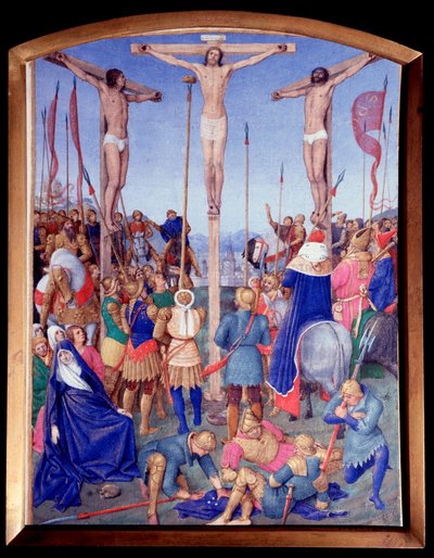 Kreuzigung. Miniatur aus „Das Stundenbuch von Etienne Chevalier“ von Jean Fouquet (1420-1477/1481) von Jean Fouquet