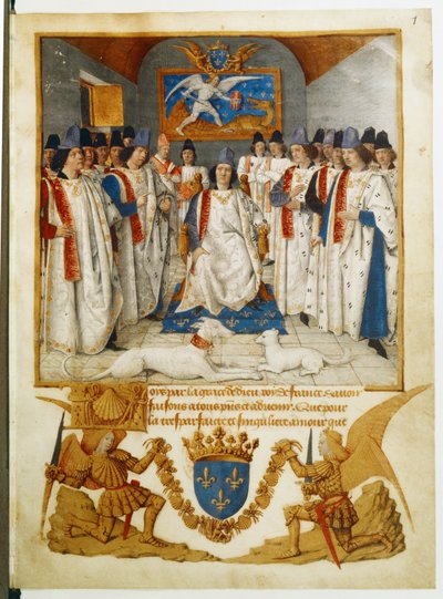 Ludwig XI. leitet ein Treffen des Ordens von Saint Michel von Jean Fouquet