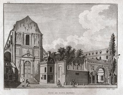 Kirche der Weißen Mäntel, Paris (Gravur, ca. 1780) von Jean Francois Garneray