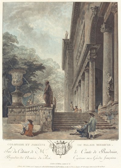 Kolonnade und Gärten des Medici-Palastes von Jean Francois Janinet