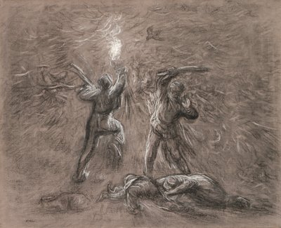Vögel jagen bei Fackellicht von Jean Francois Millet
