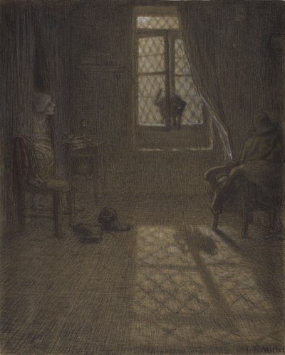 Die Katze am Fenster, 1857-58 von Jean Francois Millet
