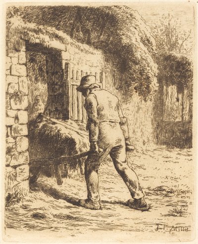 Mann mit Schubkarre von Jean Francois Millet