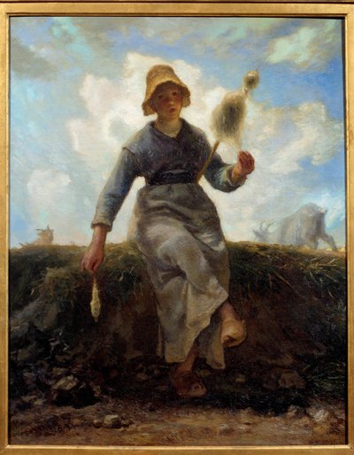 Die Spinnerin, auvergnatische Ziegenhirtin von Jean Francois Millet