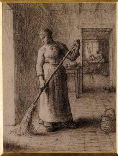 Frau fegt ihr Zuhause von Jean Francois Millet