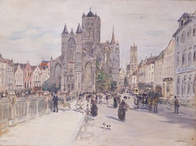 Blick auf die St.-Nikolaus-Kirche in Gent von Jean Francois Raffaelli