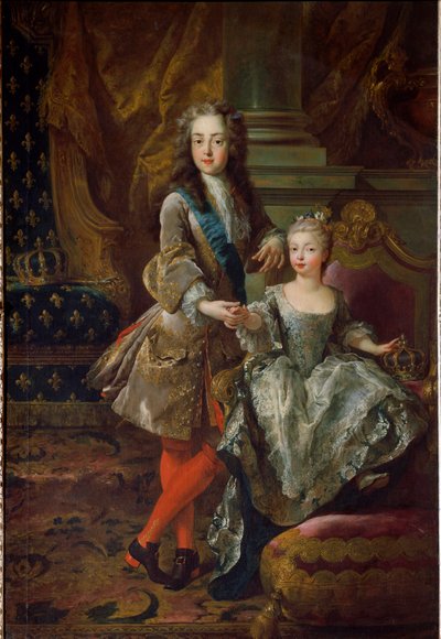 Porträt von König Ludwig XV. und seiner Verlobten Marie Anne Victoire von Spanien von Jean François de Troy