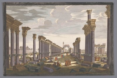 Ruine des Bogens der Säulengalerie in Palmyra, von der Westseite gesehen von Jean François Daumont