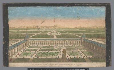 Ansicht des Gartens und des Palacio del Buen Retiro in Madrid von Jean François Daumont