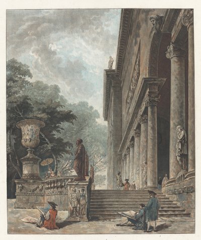 Kolonnade und Gärten des Palazzo Medici von Jean François Janinet after Hubert Robert