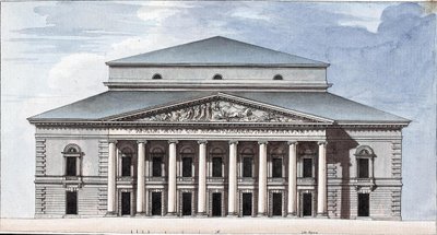 Fassade des Sankt Petersburger Kaiserlichen Bolschoi-Kamenny-Theaters von Jean François Thomas de Thomon