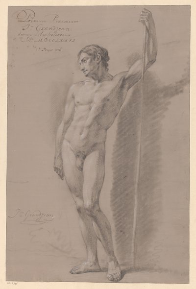 Stehender männlicher Akt, von vorne gesehen (1. Preis 1776) von Jean Grandjean
