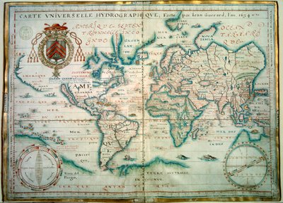 Universale hydrographische Karte. Manuskript von Jean Guerard, französischer Geograph. 1734. Paris, B.N. von Jean Guerard