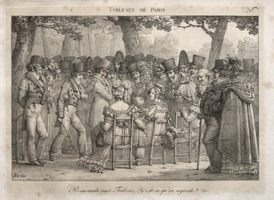 Szenen von Paris: Spaziergang in den Tuilerien. Was schauen sie an? von Jean Henri Marlet