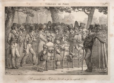 Szenen von Paris: Spaziergang in den Tuilerien. Was schauen sie an? von Jean Henri Marlet